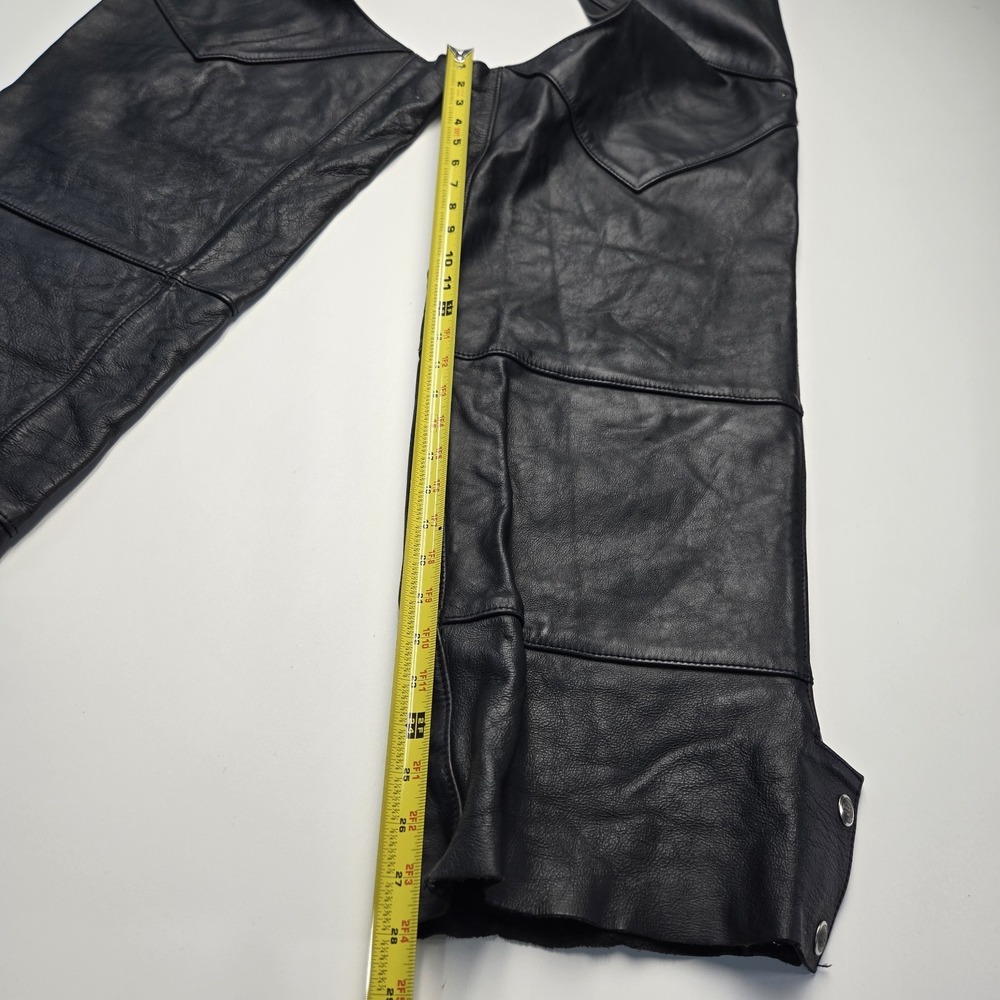Harley Davidson Leather Chaps  XL Made In USA Black Biker HD - Picture 4 of 16